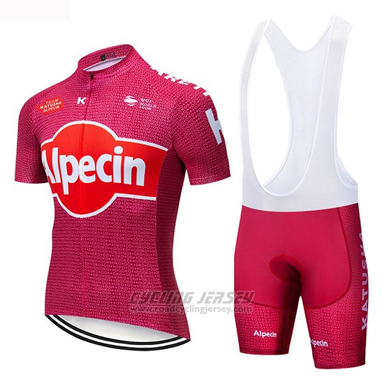 2019 Cycling Jersey Katusha Alpecin Red Short Sleeve and Bib Short